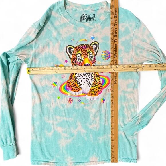 Lisa Frank Hunter Jaguar Blue Tie Dye Shirt Long Sleeve Y2K 90s Rainbow Womens S - Picture 6 of 11